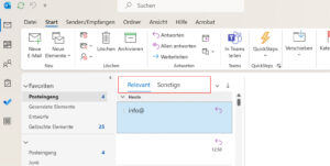 Outlook E-Mails mit relevanz